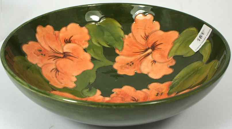 Appraisal: Moorcroft Large Bowl Hibiscus On Green Ground Diameter cm