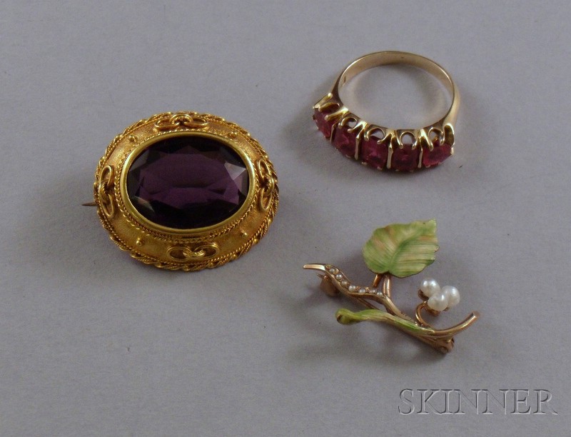 Appraisal: Three Pieces of Estate Jewelry including a kt gold and