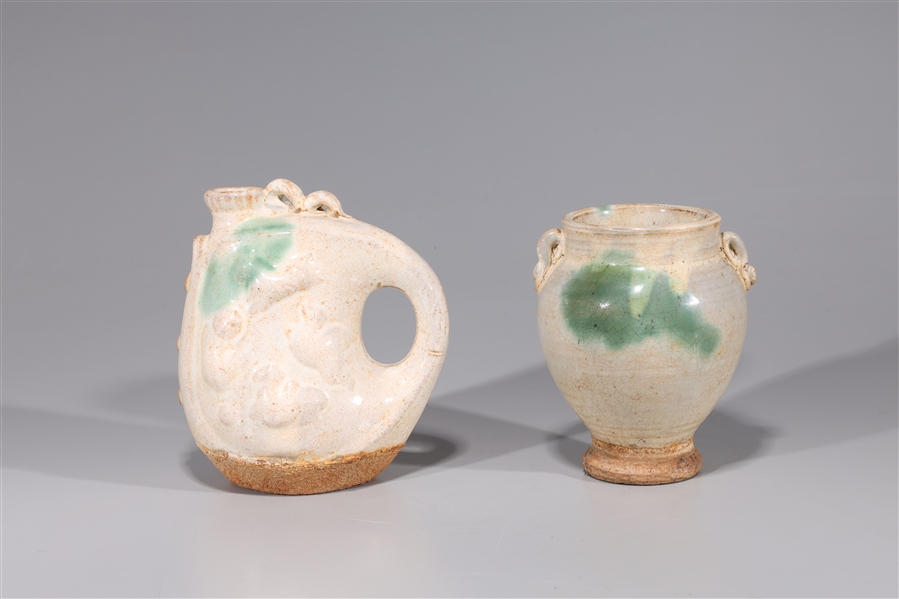 Appraisal: Two Chinese Tang dynasty style ceramics including vase and flask