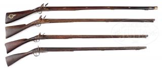 Appraisal: GROUP OF FOUR MID- TH CENTURY FULL STOCK FLINTLOCK FOWLERS