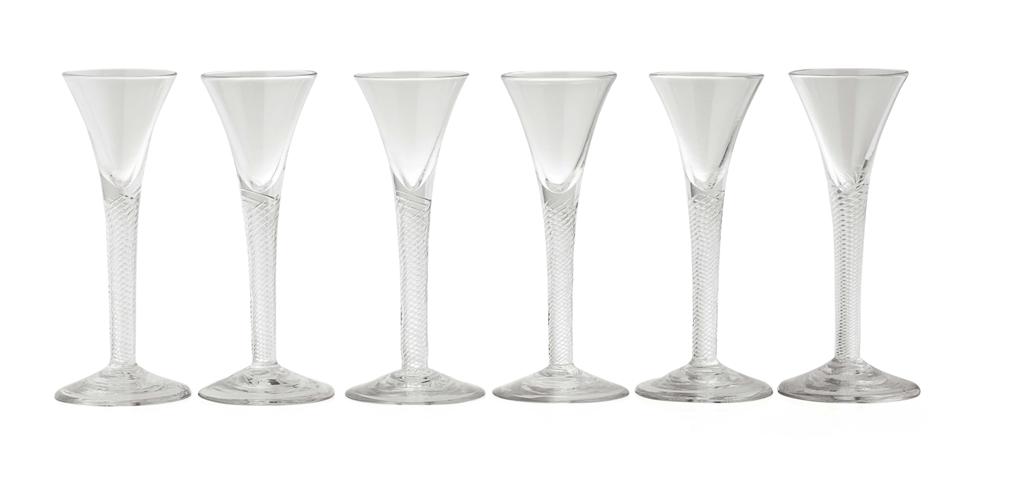 Appraisal: SET OF SIX TWIST STEM DRINKING GLASSES TH CENTURY each