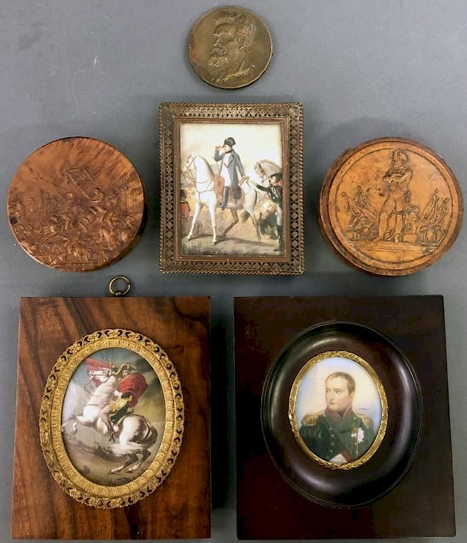 Appraisal: Grouping of Napoleon Portraits etc Two miniature portraits of Napoleon