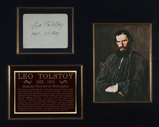 Appraisal: TOLSTOY LEO Signature and date on a card Approximately x