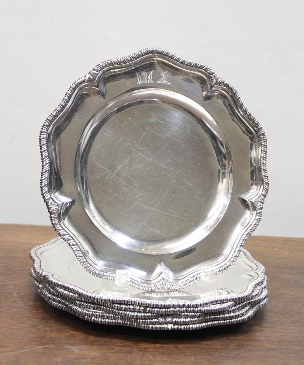 Appraisal: SET OF SIX ENGLISH STERLING SILVER PLATES hallmarked British sterling