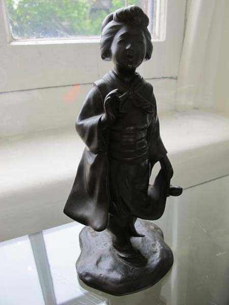 Appraisal: MEIJI JAPANESE CAST BRONZE FIGURE OF A GEISHA SIGNED