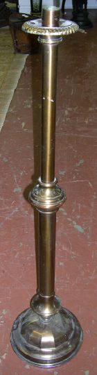 Appraisal: Tall Pair of Continental Toned Lacquered Brass Columnar Floor Candlesticks