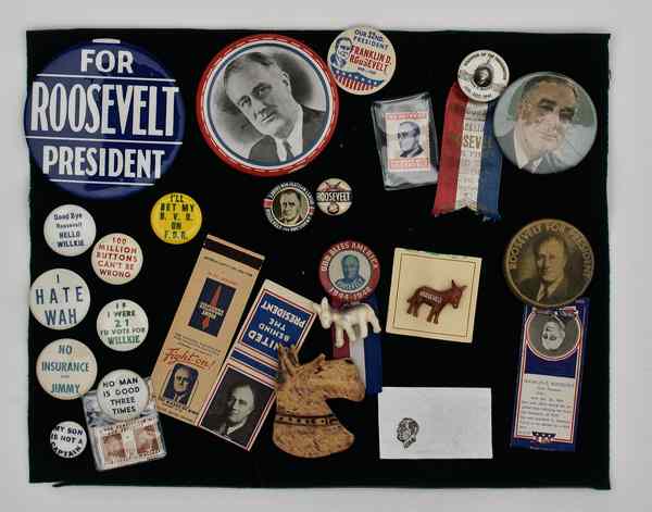 Appraisal: US WWII Assorted Homefront Political Pins and Match Books Lot