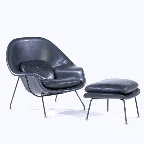 Appraisal: EERO SAARINEN KNOLL Womb chair and ottoman upholstered in dark