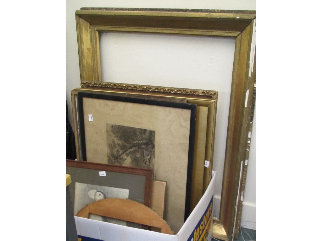 Appraisal: Gilt picture frame and a box of assorted frames and