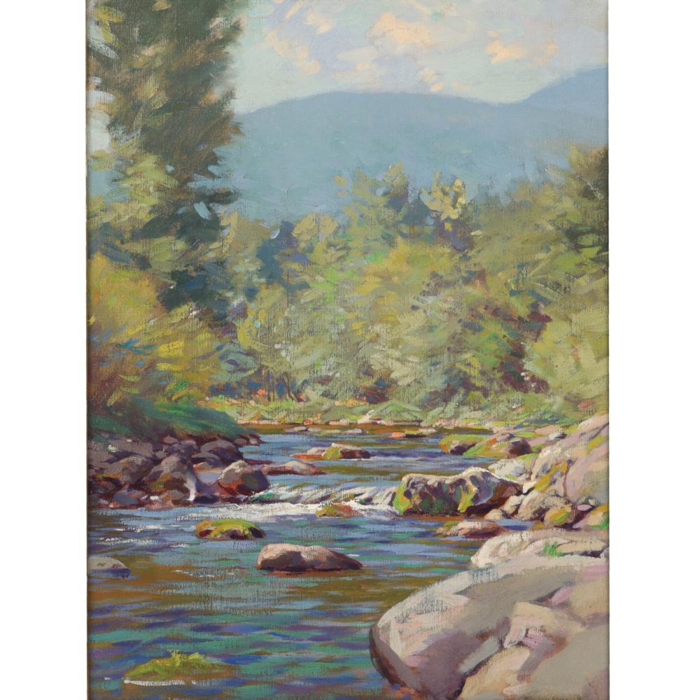 Appraisal: CLIFTON A WHEELER INDIANA - UNTITLED MOUNTAIN RIVER LANDSCAPE OIL