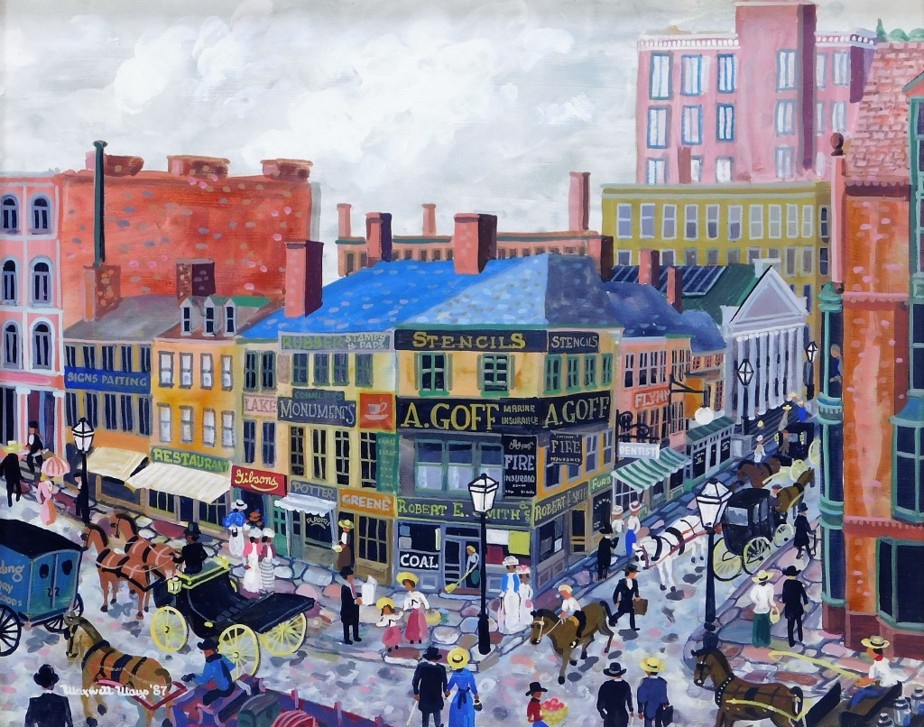 Appraisal: MAXWELL MAYS RHODE ISLAND FOLK ART STREET PAINTING Rhode Island