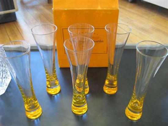 Appraisal: A BOXED SET OF SIX VEUVE CLIQUOT CHAMPAGNE FLUTES