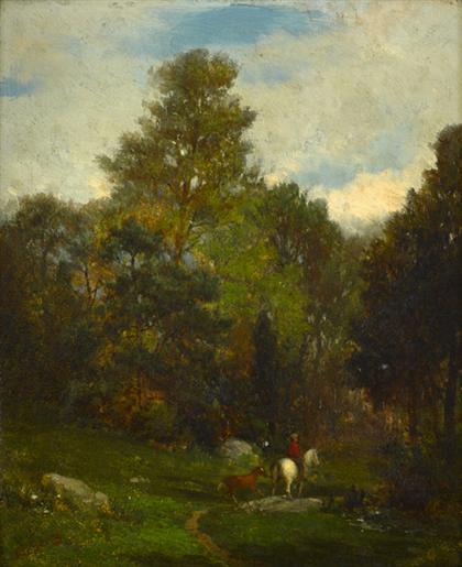 Appraisal: SAMUEL LANCASTER GERRY american - FOREST SCENE WITH RIDER Signed