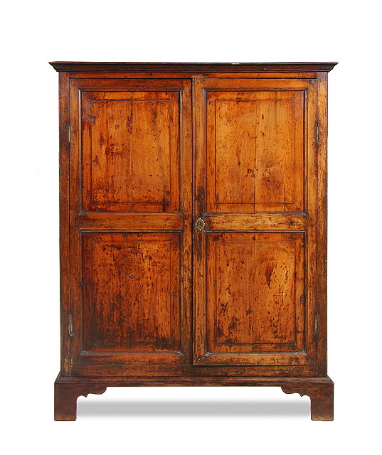 Appraisal: AN TH CENTURY FRUITWOOD CUPBOARD with twin panelled doors and