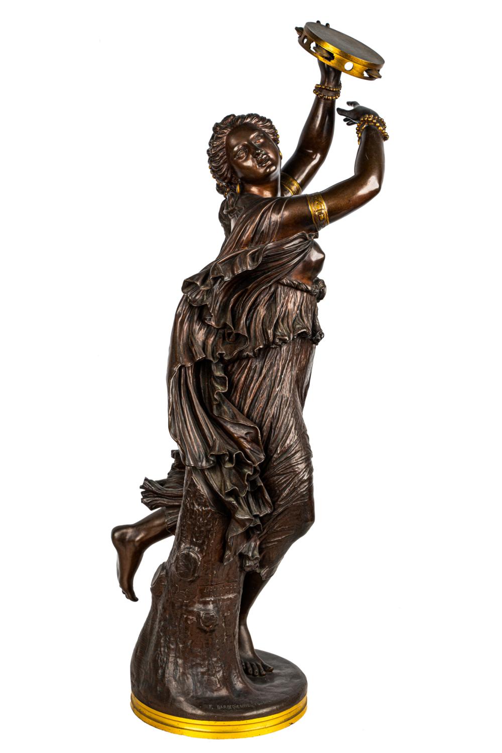 Appraisal: FRENCH SCHOOL BACCHANTE th Century bronze with brown patina and