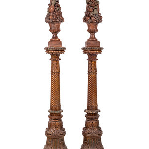 Appraisal: A Pair of Italian Baroque Style Painted Terra Cotta and