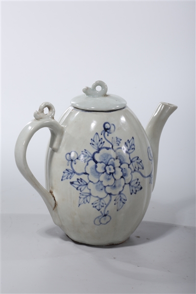 Appraisal: Korean blue and white porcelain tea pot with floral decoration