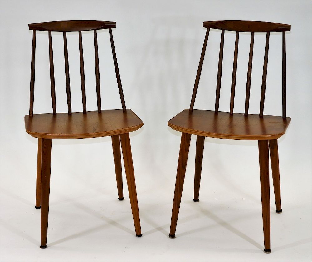 Appraisal: PR MCM Mobler Danish Modern Spindle Back Chairs Denmark th