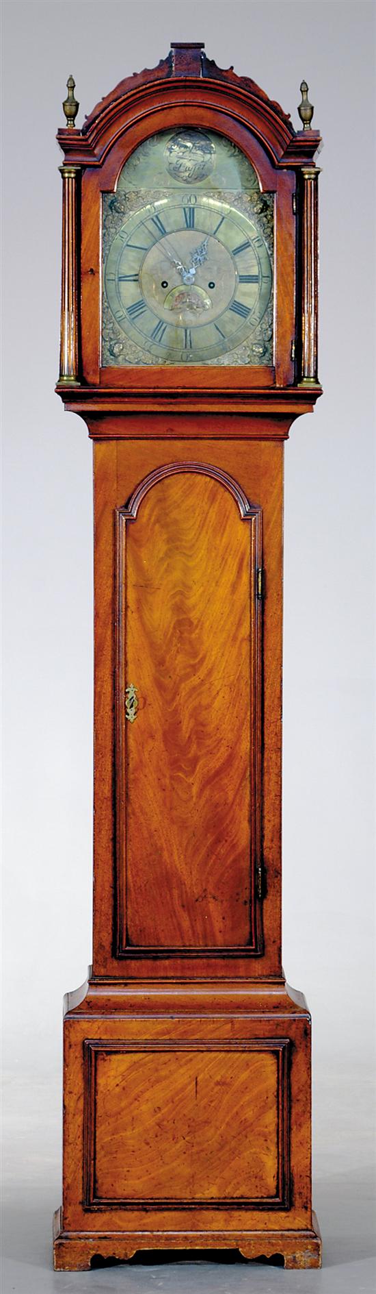 Appraisal: Georgian mahogany tall case clock circa case with arched shaped