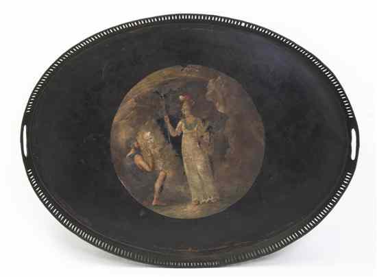 Appraisal: A Tole Tray of oval form decorated with a mythological