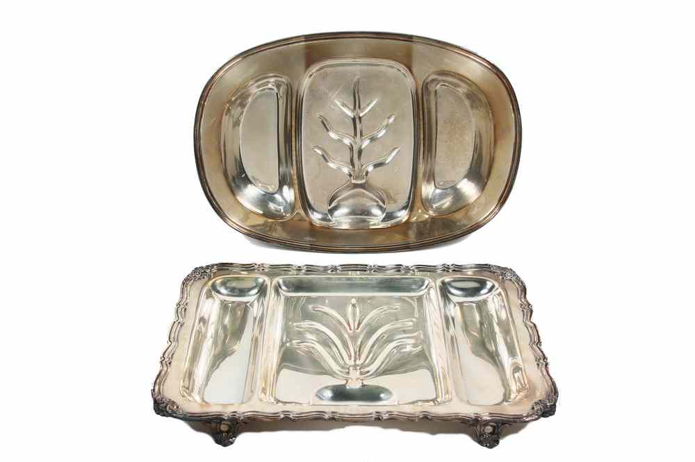 Appraisal: SILVER PLATE MEAT TRAYS - Including Reed Barton pattern -