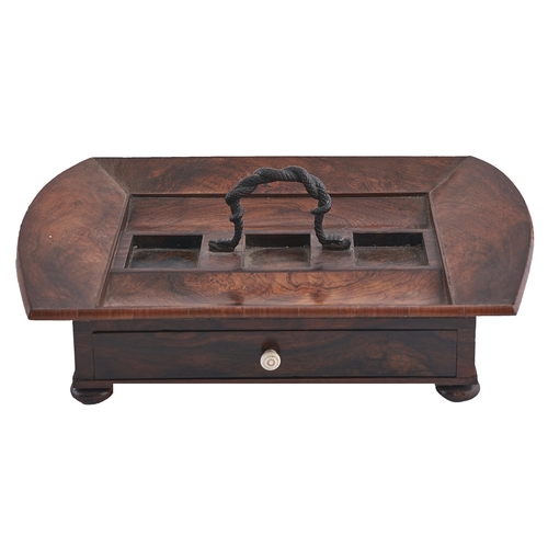 Appraisal: An early Victorian rosewood inkstand with sloping sides and curved