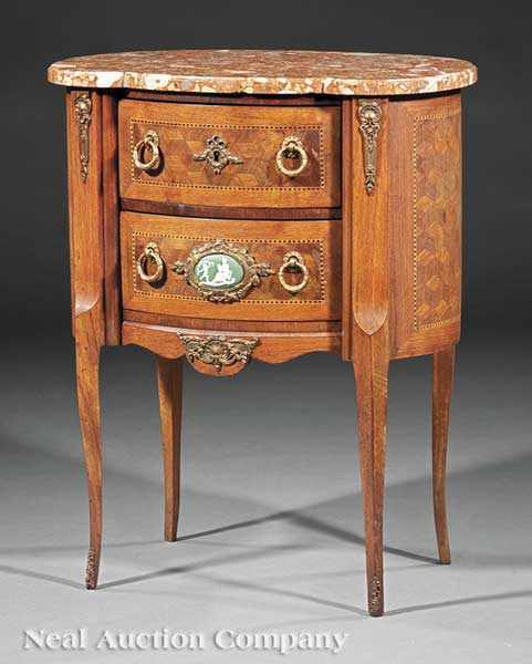 Appraisal: A Louis XV-Style Bronze-Mounted Mahogany and Parquetry Commode early th