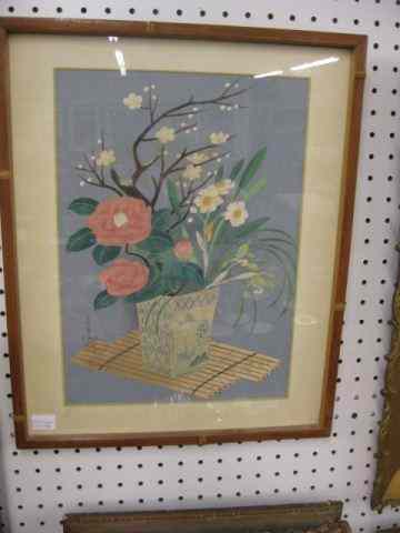 Appraisal: Bakufu Ohno Japanese Wood Block Print floral image area ''