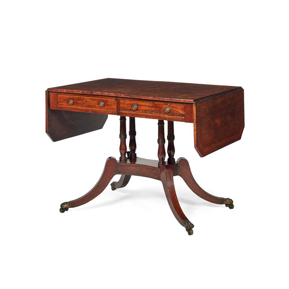 Appraisal: REGENCY STYLE MAHOGANY CROSSBANDED SOFA TABLE TH CENTURY cm wide