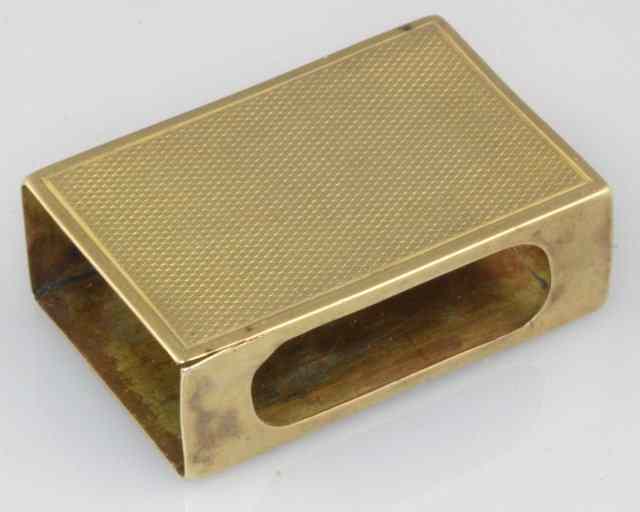 Appraisal: A ct gold match box holder Birmingham with engine-turned decoration