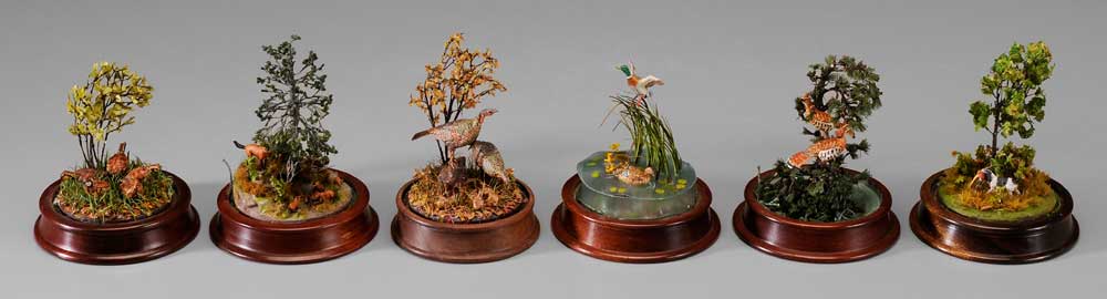 Appraisal: Six Miniature Wildlife Dioramas finely constructed hand-made naturalistic outdoor scenes