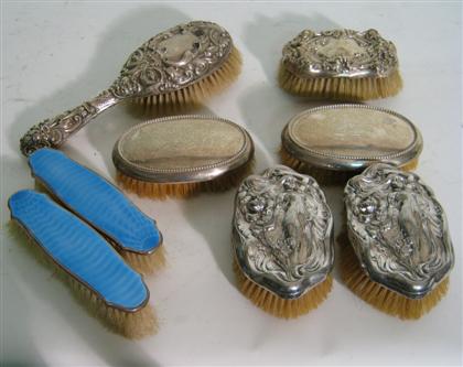 Appraisal: A pair of blue enamel and silverplate clothes brushes Together