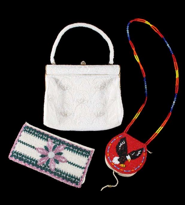 Appraisal: Beadwork Bags - Purse Floral Clutch Medicine Bag Included in