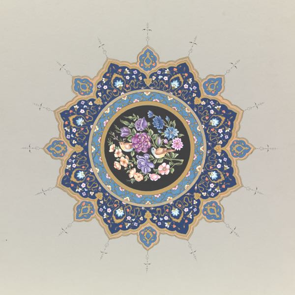 Appraisal: PERSIAN QAJAR STYLE TAZHIB GOL-O-MORGH ILLUMINATION BY NAHID DEHQAN B