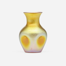 Appraisal: Quezal Pinched vase USA c hand-blown glass h dia in