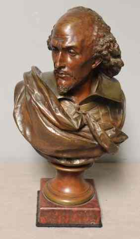 Appraisal: CARRIER Bronze Shakespeare Signed A Carrier-Belleuse on back From a