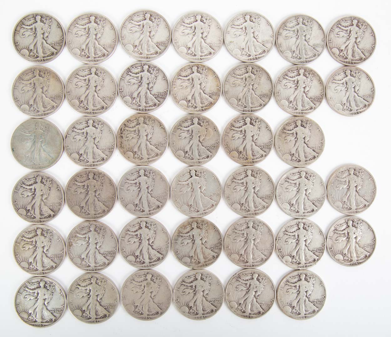 Appraisal: US Walking Liberty Halves - Two rolls of Walking Liberty