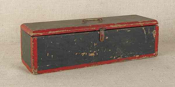 Appraisal: Painted wood tackle box ca with approx twenty handmade wood