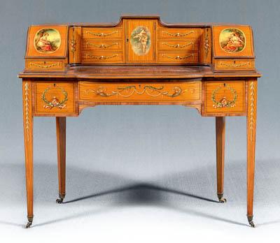 Appraisal: Adam style Carlton House desk highly figured satinwood veneers and