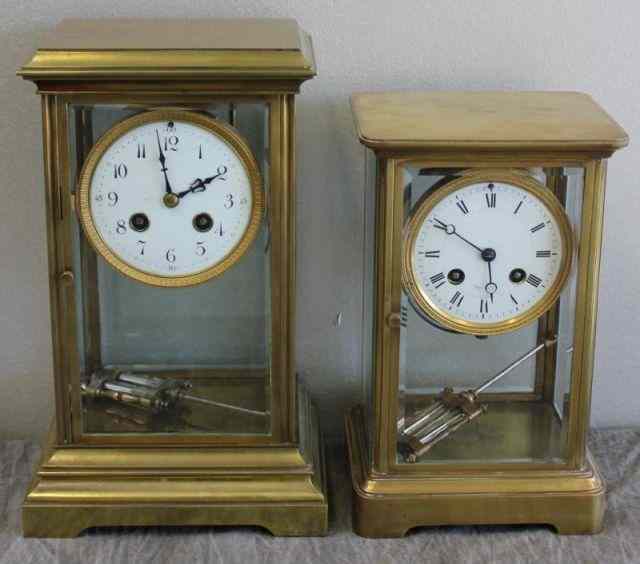 Appraisal: Two Crystal and Brass Regulator Clocks withMercury Pendulums From a