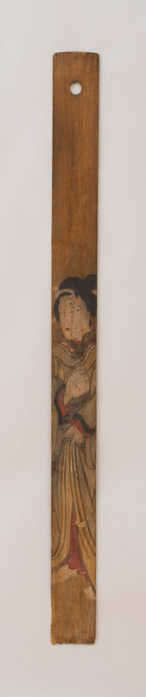 Appraisal: JAPANESE PAINTED AND INSCRIBED WOOD HANGING PANEL x in Property