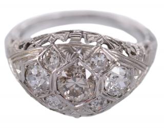 Appraisal: kt Diamond Ring filigree design accented with bows seven old