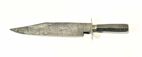 Appraisal: An English bowie knife by John West Broad inch clip