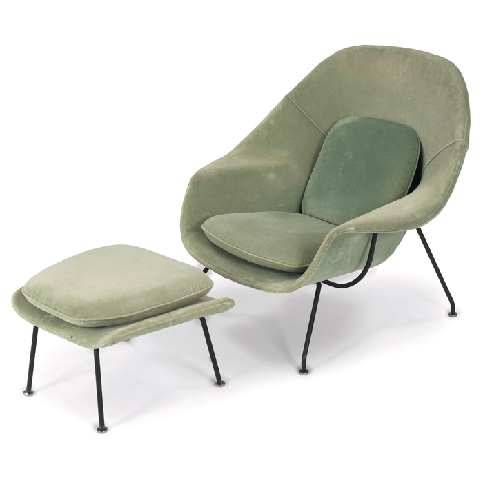 Appraisal: Eero Saarinen Womb chair and ottoman by Knoll light blue-green