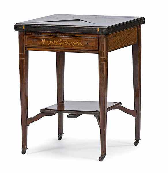 Appraisal: English Gaming Table English an Edwardian gaming table in rosewood