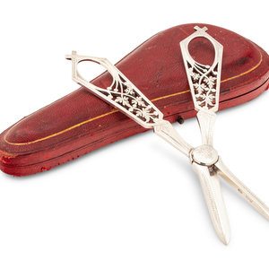 Appraisal: A Pair of Victorian Silver Needlework Scissors William Hutton and