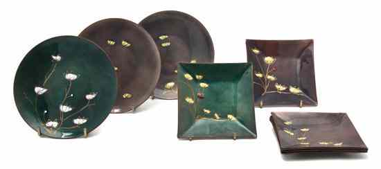 Appraisal: Nine Enamel on Copper Dishes Gerte Hacker comprising a set