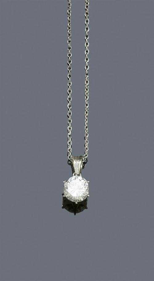 Appraisal: BRILLIANT-CUT DIAMOND PENDANT WITH CHAIN White gold chain in platinum