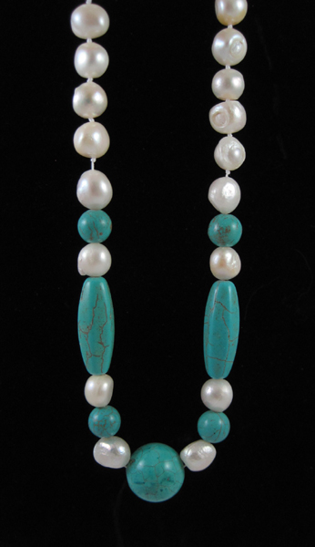 Appraisal: OPERA LENGTH TURQUOISE BAROQUE PEARL NECKLACE measuring inches in length