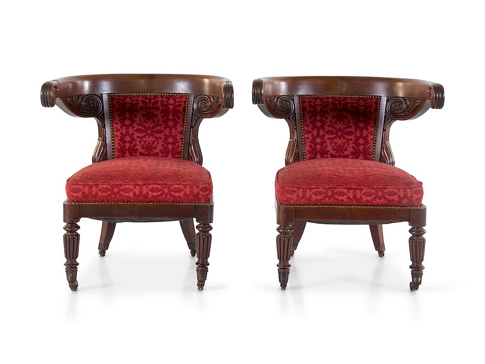 Appraisal: A Pair of William IV Mahogany Armchairs A Pair of